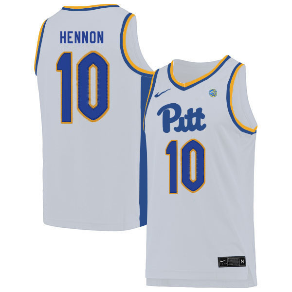Men #10 Don Hennon Pitt Panthers College Basketball Jerseys Sale-White